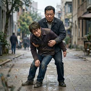 Man Supporting Limping Man