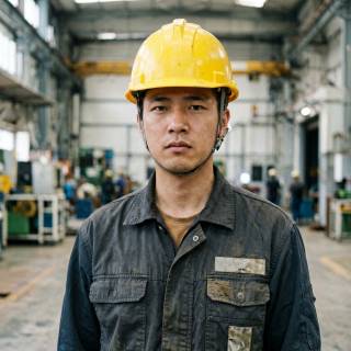 worker wearing a safety helmet