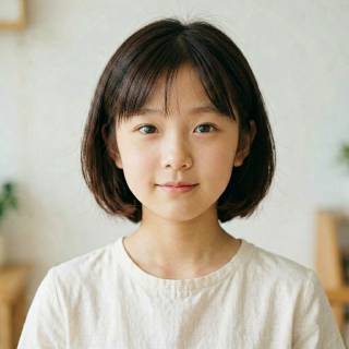 Short-haired, Round-faced Girl