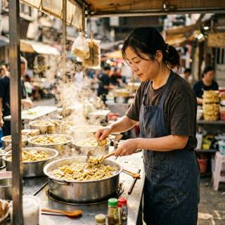 Woman At The Tofu Stall