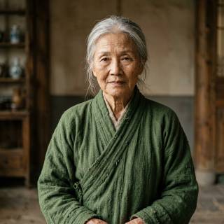 Old Woman In Green Clothes