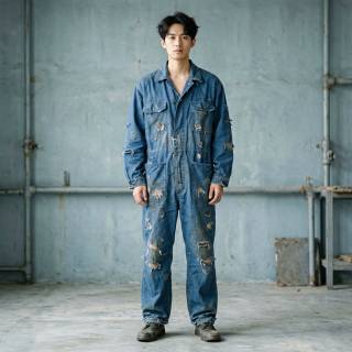 The Thin Man In Patched Blue Work Clothes