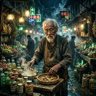 The Old Man Vendor At The Ghost Market