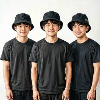 Three Black-capped Young Men