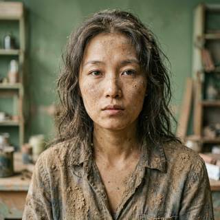 Dust-covered Woman