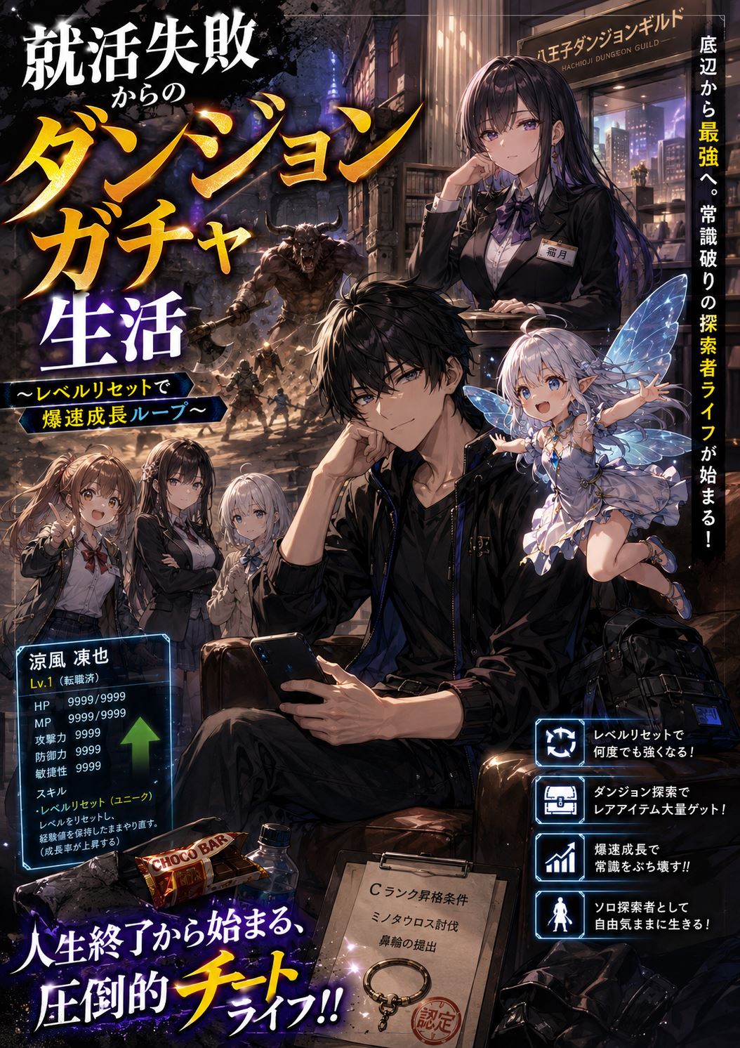 Dungeon Gacha Life After Failing to Land a Job: Explosive Growth Through Level Reset Loops
